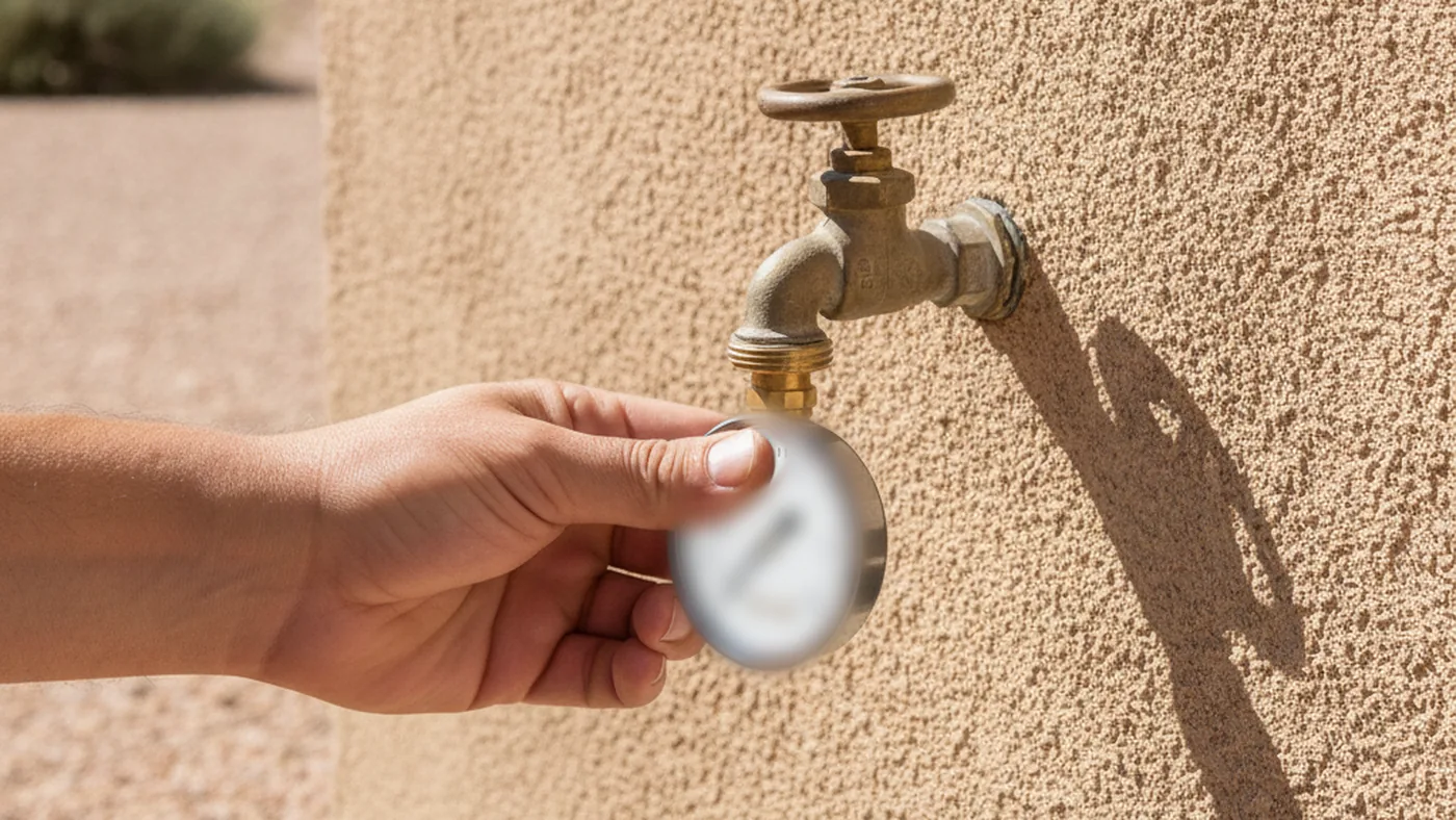 Inexpensive water pressure gauge attached to a hose bib for a homeowner pressure test
