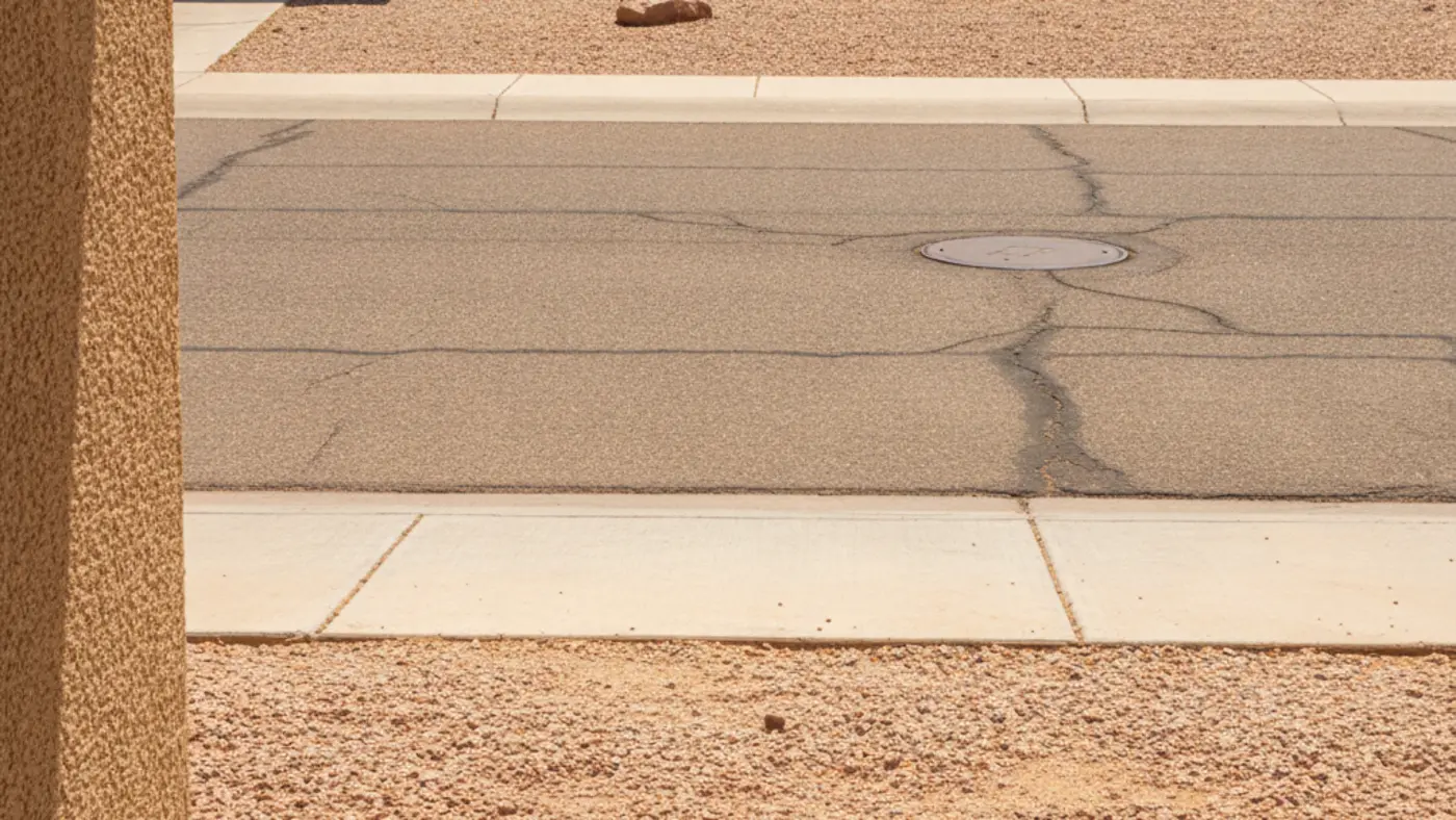 The run from a Las Vegas home's foundation across the yard and under the sidewalk to the sewer main in the street